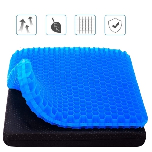 ISTAR Gel Seat Cushion Double Pressure Relief with Non-Slip Cover Breathable Design for Office Chair Car Wheelchair