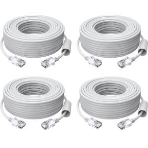 ZOSI 30M 100ft Cat5e Ethernet Cable, High Speed Network RJ45 Wire Cord for POE NVR Security Camera System, IP Cameras, Router, Modem, Computer, Laptop, Online TV - White -4 Packs
