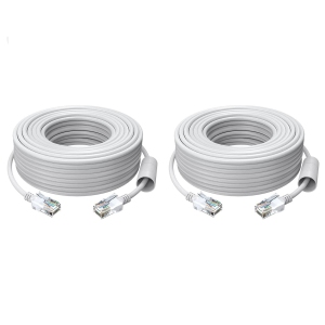 ZOSI 30M 100ft Cat5e Ethernet Cable, High Speed Network RJ45 Wire Cord for POE NVR Security Camera System, IP Cameras, Router, Modem, Computer, Laptop, Online TV - White -2 Packs