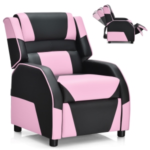 Fauteuil inclinable de jeu pour enfants Costway avec appui-tête et repose-pieds en cuir PU