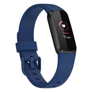 StrapsCo Single Solid Colour Silicone Rubber Watch Band Strap for Fitbit Luxe - Short-Medium - Navy Blue