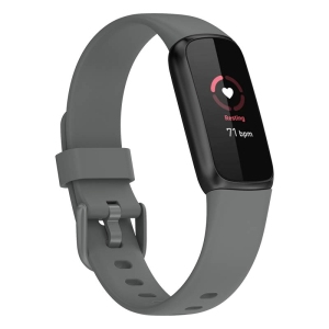 StrapsCo Single Solid Colour Silicone Rubber Watch Band Strap for Fitbit Luxe - Short-Medium - Grey