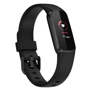 StrapsCo Single Solid Colour Silicone Rubber Watch Band Strap for Fitbit Luxe - Short-Medium - Black
