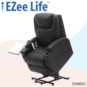 EZee Life Mercury Infinite Position Leather Lift Chair (2 Motor, H & M) - Black (CH4021)