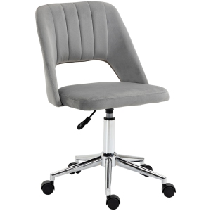 Vinsetto Office Desk Chair, Height Adjustable Computer Task Chair, Modern Fabric Makeup Vanity Chair with Swivel Wheels, Grey