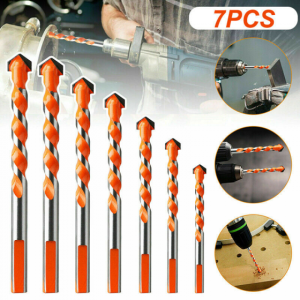 ISTAR 7PCS Masonry Drill Bit Set Tools for Glass Wood Tungsten, Multipurpose, Multi-Material Drill Bit for Tile, Brick, Wall, Cement, Concrete, Glass, Plastic, Cinderblock