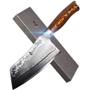 TUO TC0702R Cutlery Cleaver 7'' Knife - Japanese AUS-10 45-Layers Steel Damascus Rose