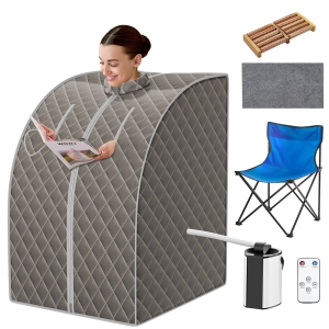 Costway Portable Steam Sauna w/ 9-gear Adjustable Temperature & Herbal Box