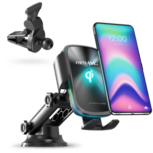 Rexing X5 Motorized Wireless Qi Charging Car Mount for iPhone, Android, Galaxy Smartphones - Black