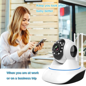 Sintac Home Security Camera,Baby 1080P HD Wireless WiFi Camera with 2 Way Audio Free Motion Alerts Night Vision for Pet/Nanny Compatible SD Card up to 128G -White