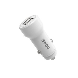 BWOO - Car Charger with 2 USB Ports, 12-24V, 18W + 5V 2.4A Output, White
