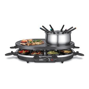 Salton - Fondue and Raclette Grill Serving Set, Includes All Accessories, Black