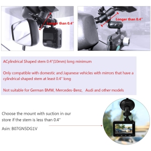 Dash Cam Mount Holder - Mirror Mount, Come with 15+ Different Joints,  Suitable for AUKEY, APEMAN, Rexing V1P, YI 2.7, Peztio, Roav, VaVa and  Most Other Dash Cameras Dash Cam/GPS 