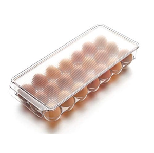 PIUGERU Egg Holder for Refrigerator, Set of 2 Plastic Deviled Egg Containers with Lid for 60 Eggs Countertop Stackable Organizer Egg Platter Clear Fridge Storage Deviled Egg Tray Carrier 