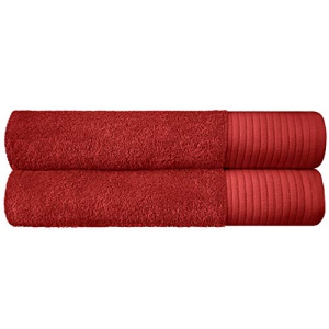 JINAMART (Set of 2) Luxury Soft Bath Towels Set 650 GSM | 100% Cotton Large Bathroom Towels Maximum Softness & Highly Absorbent Quick Dry | Gym Towels | Swimming Towels [27.5" X 55"] (Crimson)