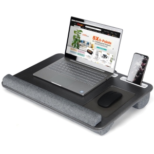 PrimeCables Laptop Lap Desk with Cushion & Wrist Rest Mouse Pad & Cellphone Slot, Fits up to 17 inch Laptop
