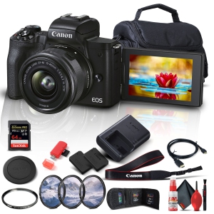 Canon EOS M50 Mark II Mirrorless Camera w 15-45mm Lens Starter Bundle (International Version)