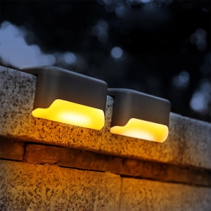 LIVINGbasics 4pcs LED Solar Lights Deck Lights,Waterproof Automatic Decorative Outdoor Solar Wall Lights Step Lights