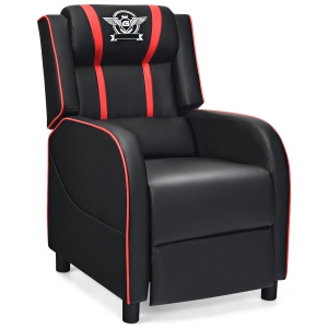 Topbuy PU Leather Gaming Recliner Chair Single Massage Lounge Sofa with Lumbar Cushion