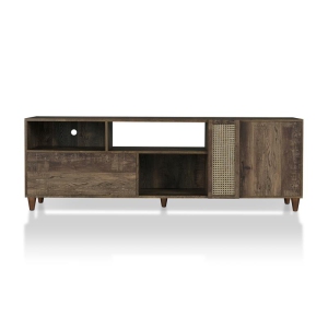 Furniture of America Estel Rustic Wood Storage 70-Inch TV Stand in Reclaimed Oak