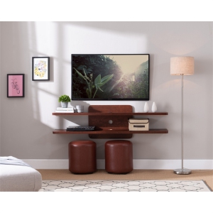 Furniture of America Brie Wood 2-Tier Floating TV Stand in Vintage Walnut