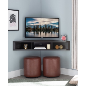 Furniture of America Astro Wood 42" Corner Floating TV Stand in Cappuccino