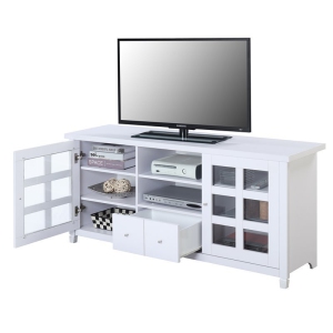 Convenience Concepts Newport Park Lane 60" TV Stand in White Wood Finish