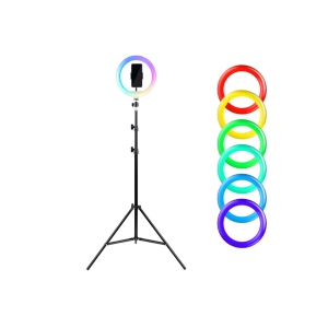 Havit 10-inch RGB LED Selfie Ring Light with extendable tripod stand & Flexible Phone Holder for Live Stream & photographing