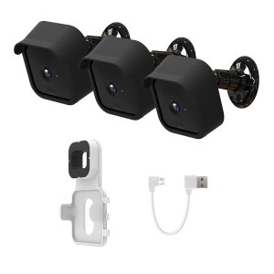 Navor 3 Pack 360 Degree Adjustable Blink Camera Wall Mounts, Weatherproof Protective Housing Cover with 1 Blink Sync Module 2 Outlet Mount for Outdoor Indoor Security Camera