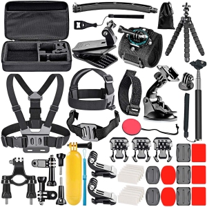 WINGOMART GoPro Accessories 50-In-1 Action Camera Accessory Kit, Compatible with GoPro Hero10/Hero9/Hero8/Hero7, GoPro Max, GoPro Fusion, Insta360, DJI Osmo Action, AKASO, APEMAN, Campark, SJCAM