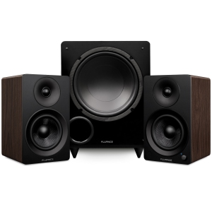Fluance Ai41 Powered 5" Stereo Bookshelf Speakers, DB10 10" Powered Subwoofer, 15ft RCA Subwoofer Cable
