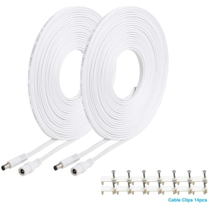 [2021 Newest] 2Pack Flat DC Power Extension Cable 20Ft 6M 2.1mm x 5.5mm Compatible with 12V DC Adapter Cord