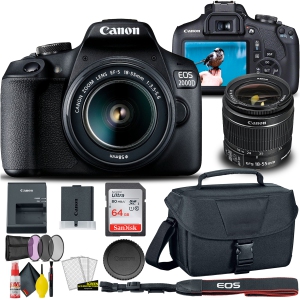 Canon EOS 2000D Rebel T7 DSLR Camera with 18-55mm Lens and 58mm Filters Starter Bundle