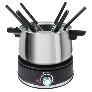 Electric Fondue Set. Swissmar Arolla 9-piece Electric Fondue Set 1500 W Heating Element Adjustable Temperature Control with Indicator Light