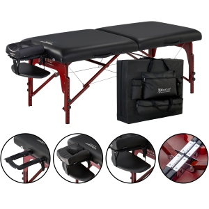 Master Massage 31" Montclair Pro Portable Massage Table Package, Memory Foam Cushioning, Reiki Panels, Shiatsu Cable Release- Tattoo Table, Spa Bed, Facial Bed - Black