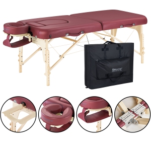 Master Massage 30'' Eva Portable Pregnancy Massage Table for Female Clients and Obese Individuals, Spa Salon Facial Bed for Pregnant Women- Multi Functional Burgundy