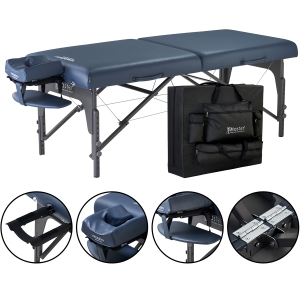 Master Massage 31 inch Montclair LX Pro Portable Massage Table Package with Memory Foam, Royal Blue 1 count
