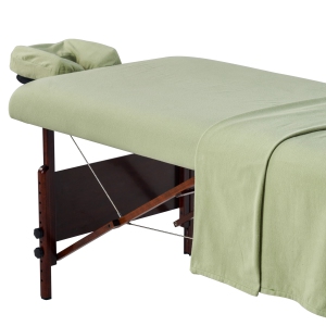 Master Massage Cotton Flannel Sheets Set (3 Piece Set) Massage Table Cover Set, SPA Bed Replacement Cover, Includes Table Cover, Face Cushion Cover, Table Sheet (Lily Green)