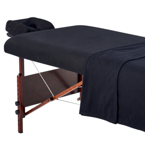 Master Massage Cotton Flannel Sheets Set (3 Piece Set) Massage Table Cover Set, SPA Bed Replacement Cover, Includes Table Cover, Face Cushion Cover, Table Sheet (BlACK)