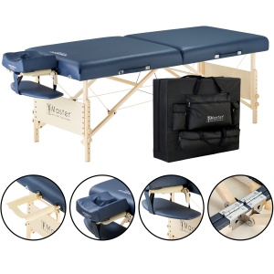 Master Massage Coronado Portable Massage Table Beauty Spa Salon Bed Pro Package- Adjustable Height, 3-Inch Foam Cushioning- Tattoo Bed, Lash Table- Royal Blue