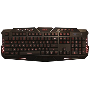 Elink - 104 Key USB Gaming Keyboard, 5 Feet Cable, Blue, Red or Purple Backlight