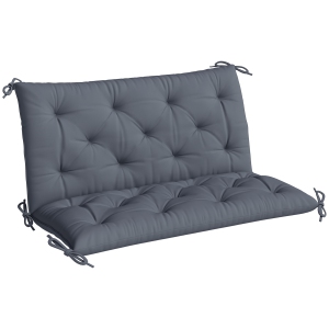 Outsunny Porch Swing Cushion Garden Bench Cushion with Backrest, Non-Slip 2-seater Soft Pad, Swing Chair Mat Replacement for Indoor and Outdoor, 39.4" x 38.6", Dark Grey
