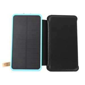Icon Best Solar Charger, 20000mAh Solar Power Bank, 4 Solar Foldable Panels, Portable Charger for Outdoor, External Battery Pack with 3 Modes Camping Lights -(Candy blue )