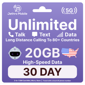 Carte SIM USA illimitée 5G/4G LTE données haut débit appels et textes  illimités
