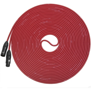 LyxPro 200 Feet XLR Microphone Cable Balanced Male to Female 3 Pin Mic Cord for Powered Speakers Audio Interface Professional Pro Audio Performance and Recording Devices - Red