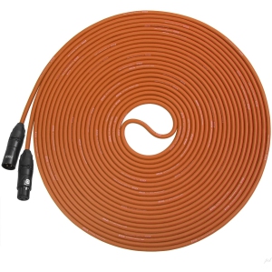 LyxPro 50 Feet XLR Microphone Cable Balanced Male to Female 3 Pin Mic Cord for Powered Speakers Audio Interface Professional Pro Audio Performance and Recording Devices - Orange