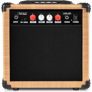 LyxPro Electric Guitar Amp 20 Watt Amplifier Built In Speaker Headphone Jack And Aux Input Includes Gain Bass Treble Volume And Grind - Natural