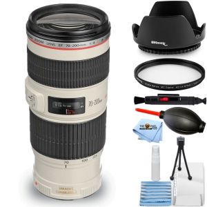 Canon EF 70-200mm f/4L IS USM Lens 1258B002 - Essential Bundle Includes: Tulip Hood Lens, UV Filter, Cleaning Pen, Blower, Microfiber Cloth and Cleaning Kit