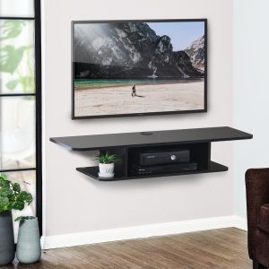 FITUEYES Wood Floating TV Stand Wall Mounted Media Console Storage Shelf Black