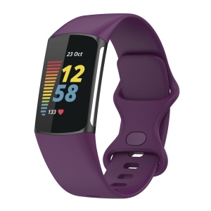 StrapsCo Silicone Rubber Infinity Band - Watch Strap for Fitbit Charge 5 - Medium-Long - Dark Purple